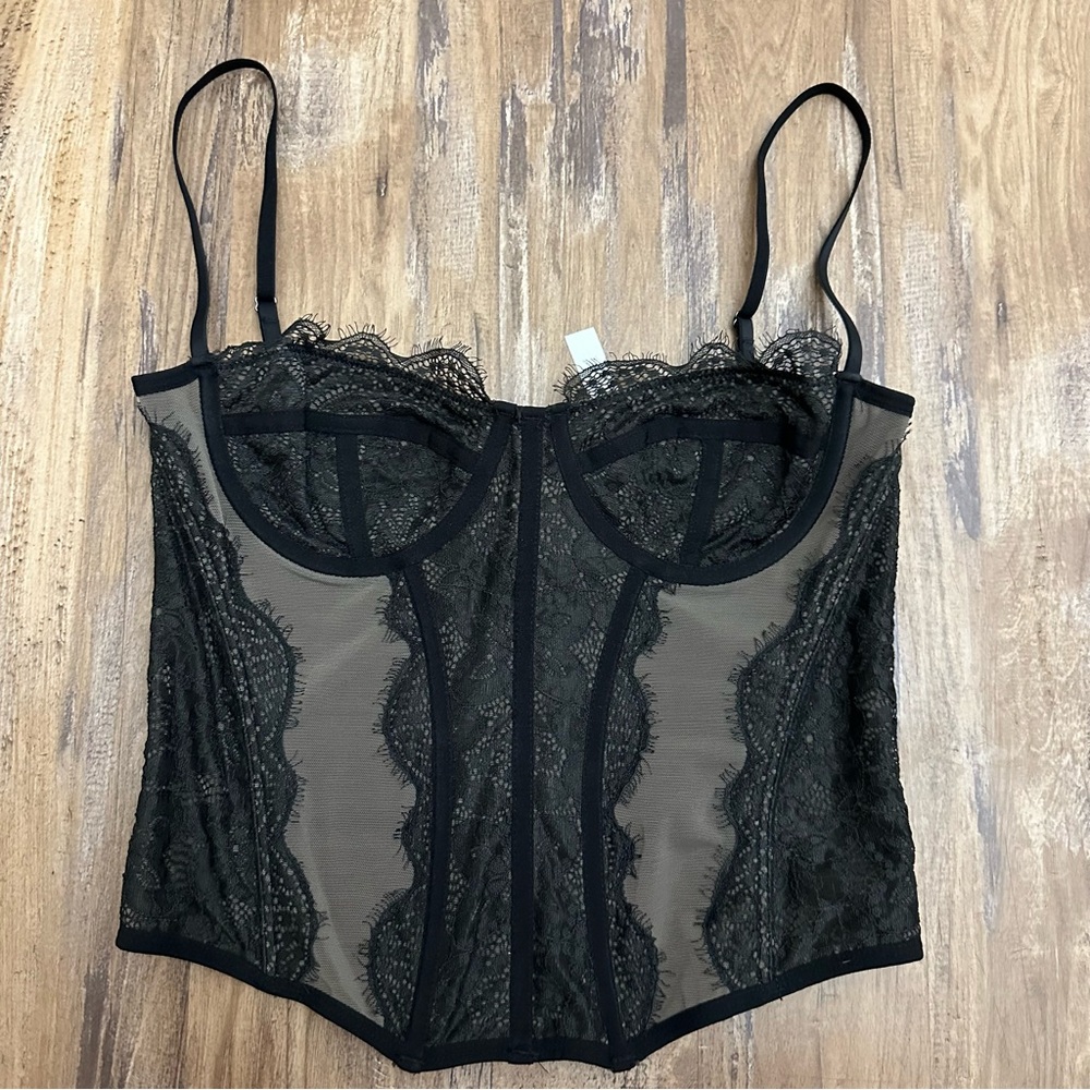Urban Outfitters Out From Under Modern Love Corset Black Lace